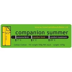 Lowland Companion Summer Deken Slaapzak Dons Groen -Camping Verkoop 48125 lowland companion summer