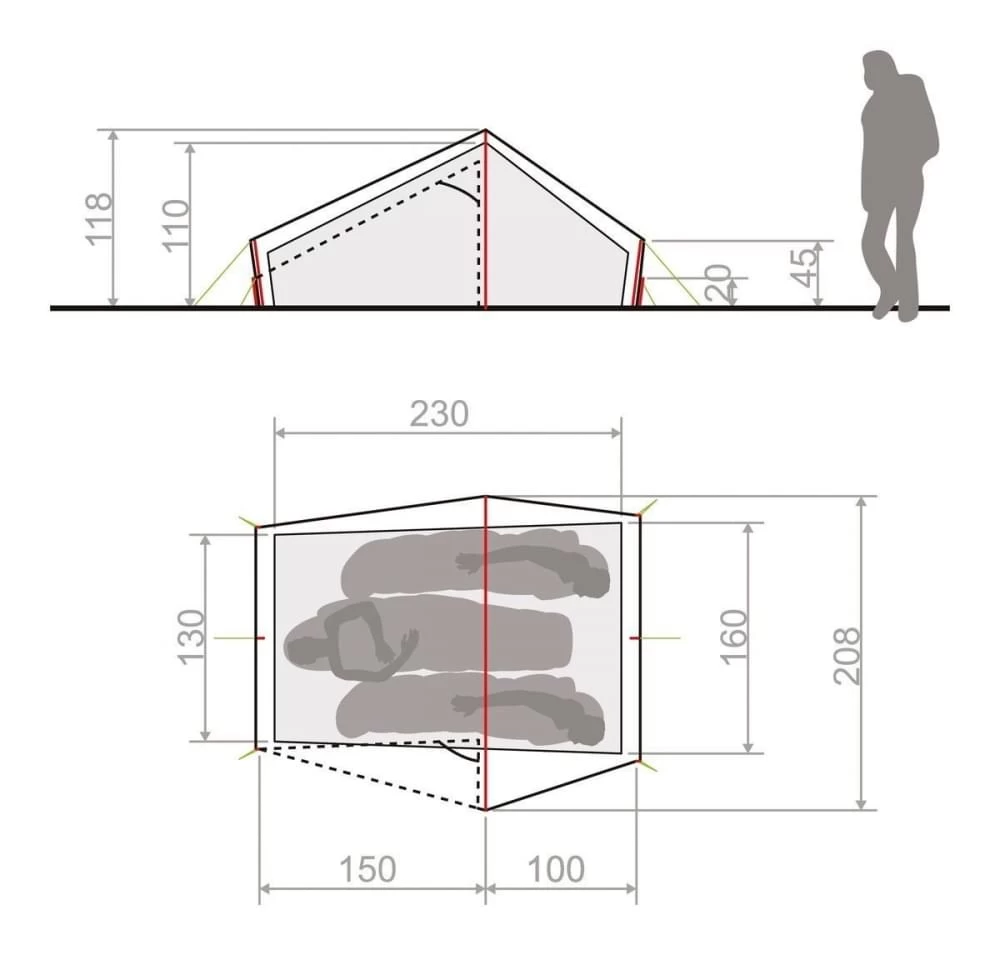 Vaude Lizard Seamless 2P / 2 Persoons Tent Groen 6 Vaude Lizard Seamless 2P / 2 Persoons Tent Groen - Afbeelding 4