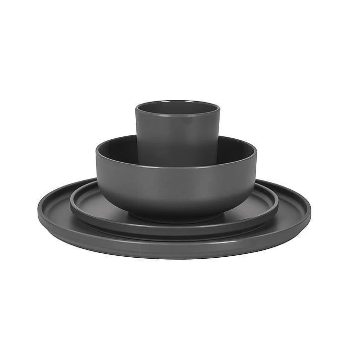 Bo-Camp Patom 16-delige Serviesset Donkergrijs 3 Bo-Camp Patom 16-delige Serviesset Donkergrijs - Afbeelding 2