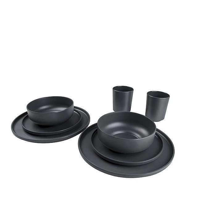 Bo-Camp Patom 16-delige Serviesset Donkergrijs 4 Bo-Camp Patom 16-delige Serviesset Donkergrijs - Afbeelding 3