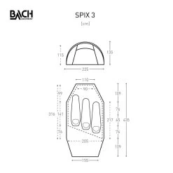 Bach Spix 3 / 3 Persoons Tent Oranje -Camping Verkoop 96155 bach spix 3 3 persoons tent