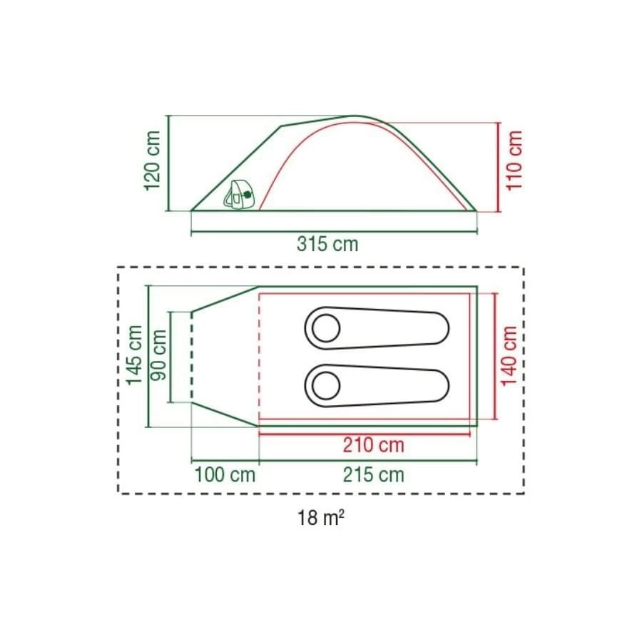 Coleman Darwin 2 Plus / 2 Persoons Tent Grijs 4 Coleman Darwin 2 Plus / 2 Persoons Tent Grijs - Afbeelding 2