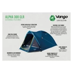 Vango Alpha 300 CLR / 3 Persoons Tent Blauw -Camping Verkoop 96958 vango alpha 300 clr 3 persoons tent