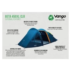 Vango Beta 450XL CLR / 4 Persoons Tent Blauw -Camping Verkoop 96968 vango beta 450xl clr 4 persoons tent