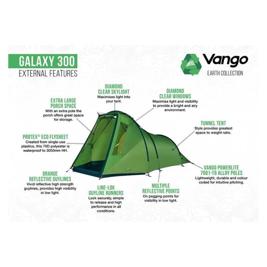 Vango Galaxy 300 / 3 Persoons Tent Groen 4 Vango Galaxy 300 / 3 Persoons Tent Groen - Afbeelding 2